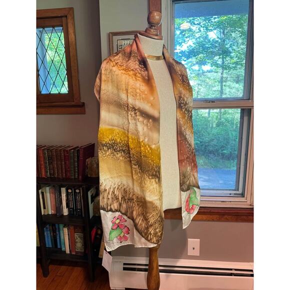 Hand Painted 100% Silk Boho Scarf - Picture 6 of 10